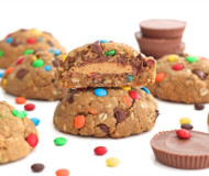 Peanut Butter Cup Stuffed Monster Cookies