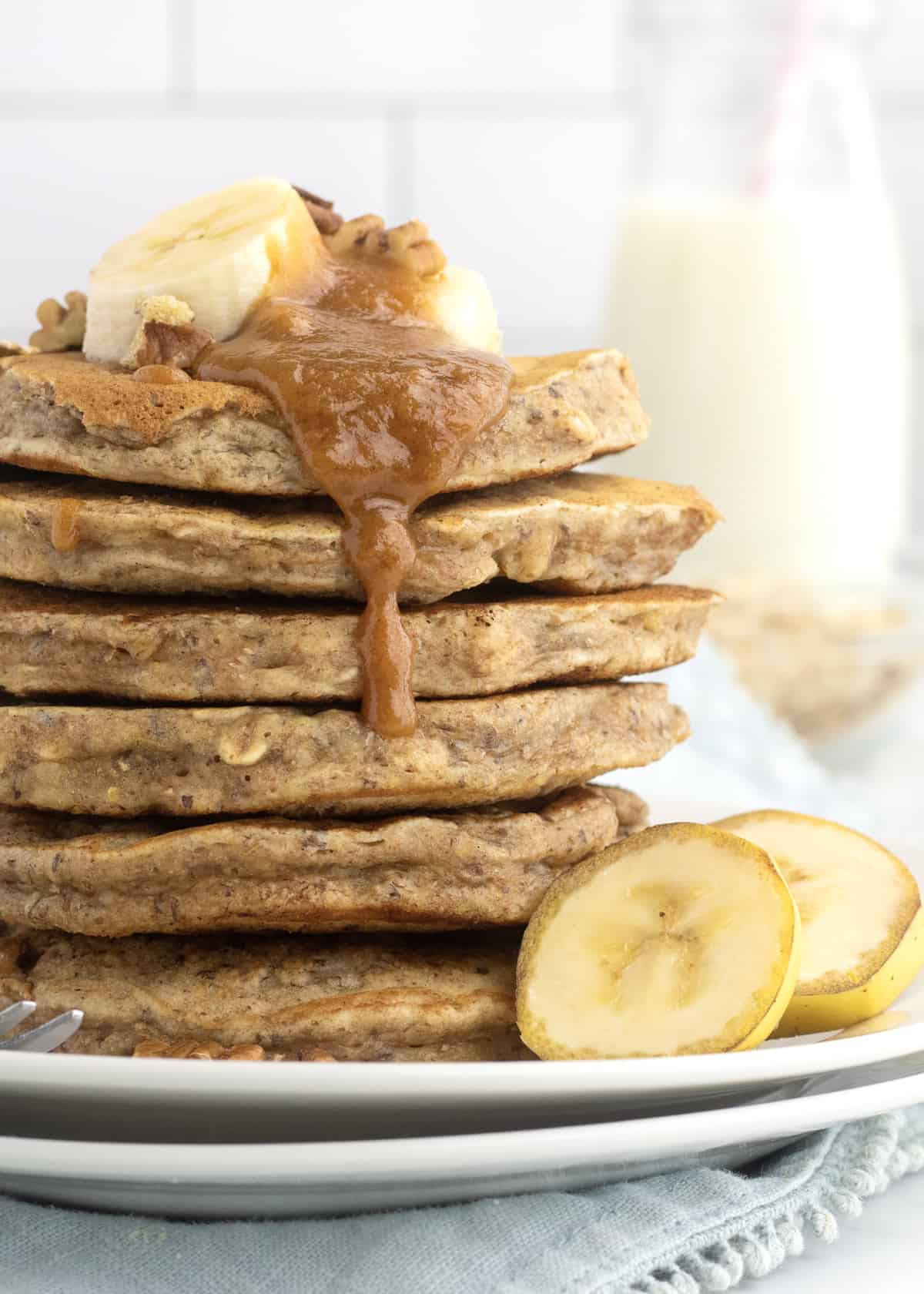 Whole Wheat Banana Nut Oat Pancakes The BakerMama
