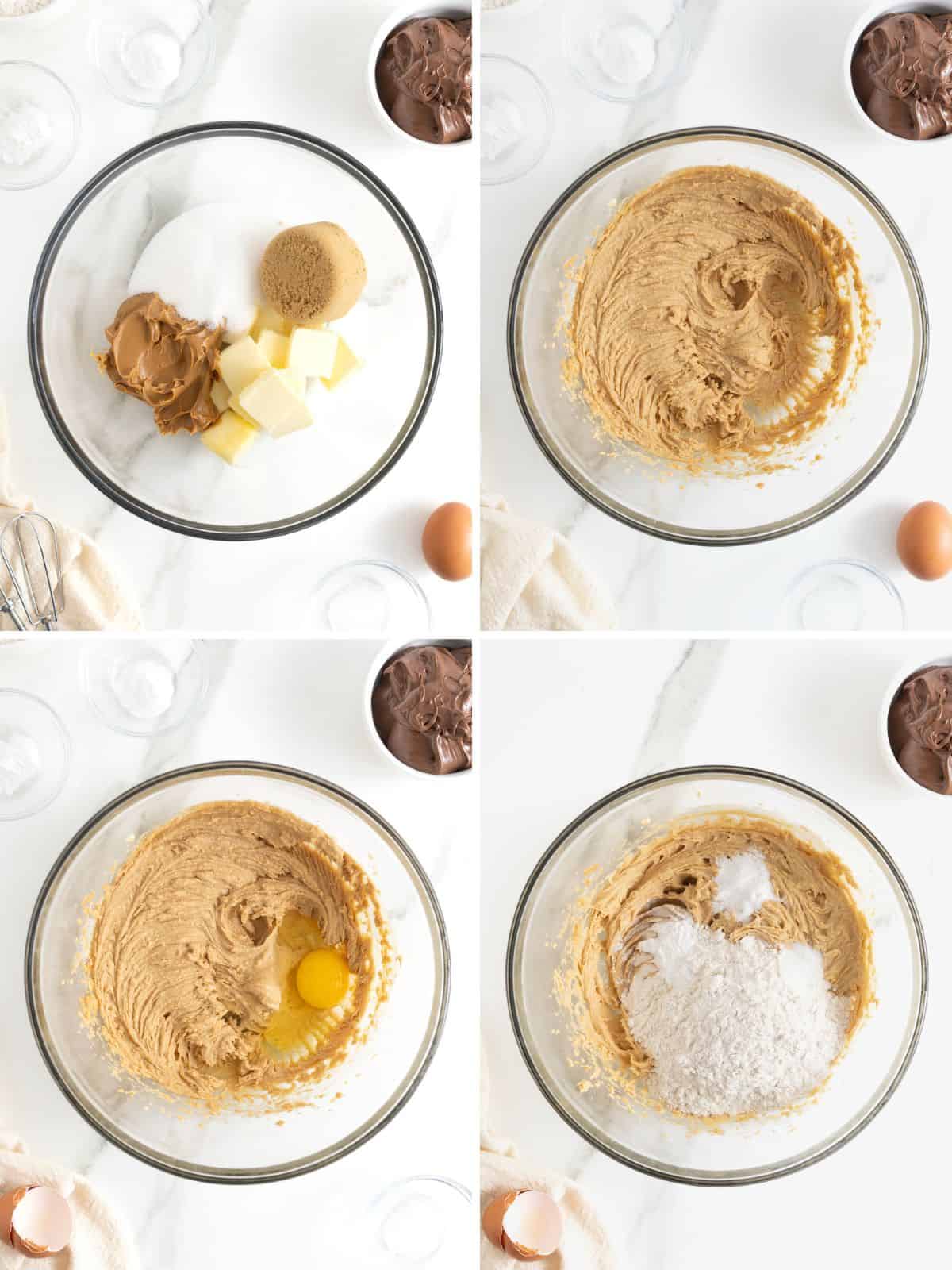 Steps to make peanut butter cookie sandwiches.
