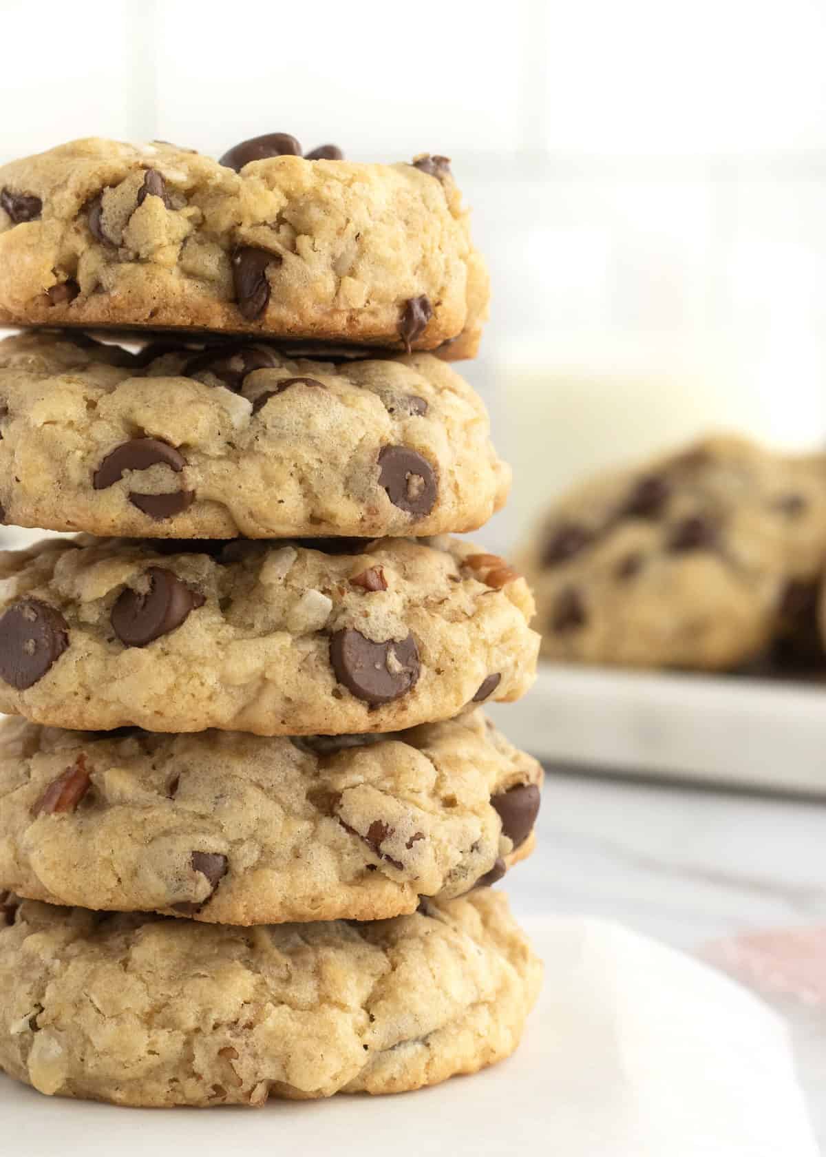 Coconut Pecan Chocolate Chip Oatmeal Cookies by The BakerMama