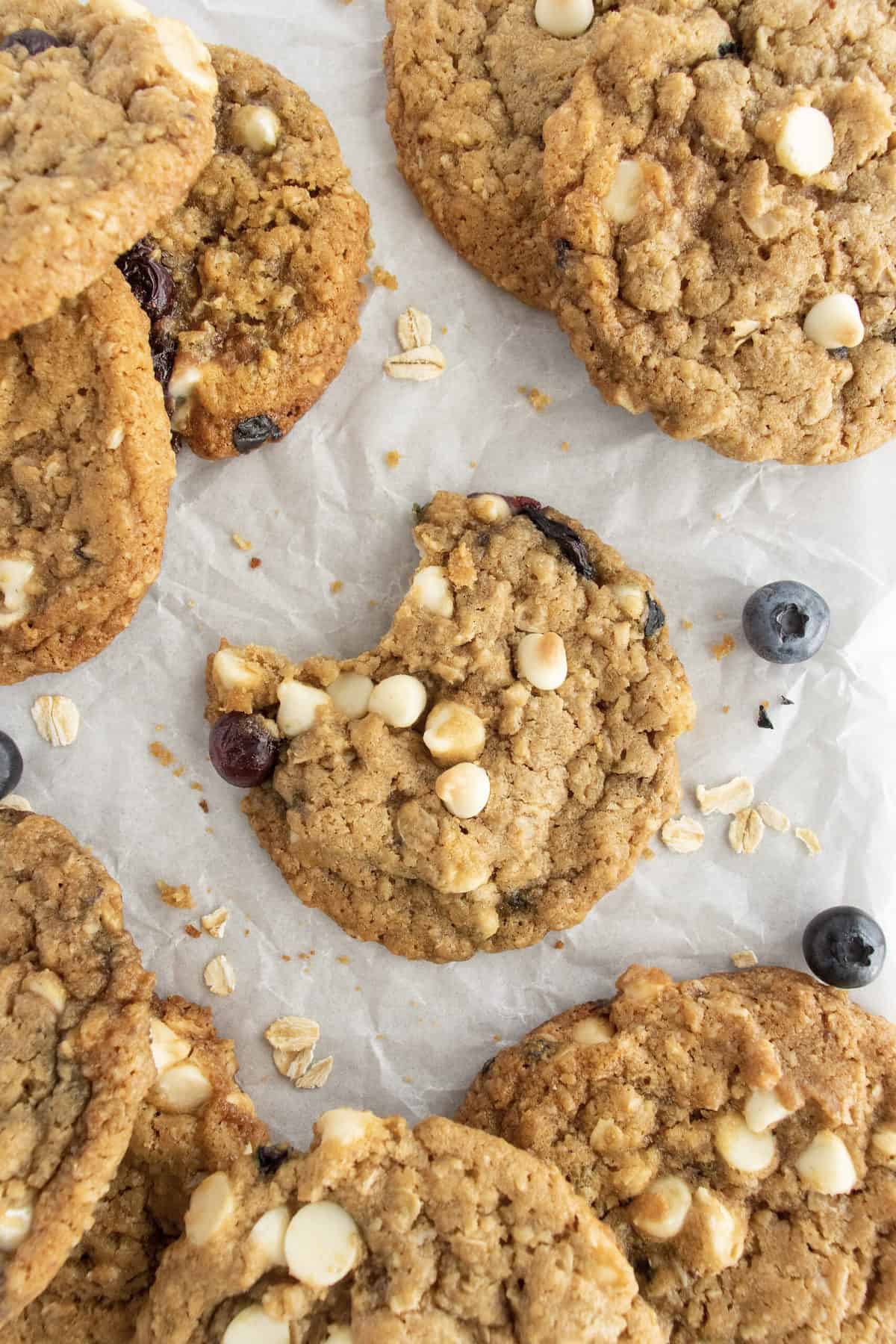 White Chocolate Blueberry Oatmeal Cookies by The BakerMama