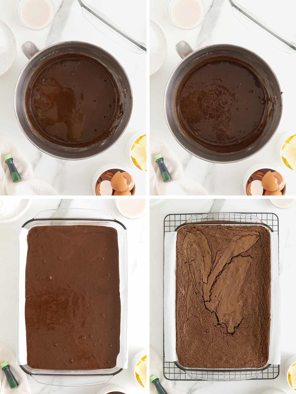 Steps to make mint julep brownies.