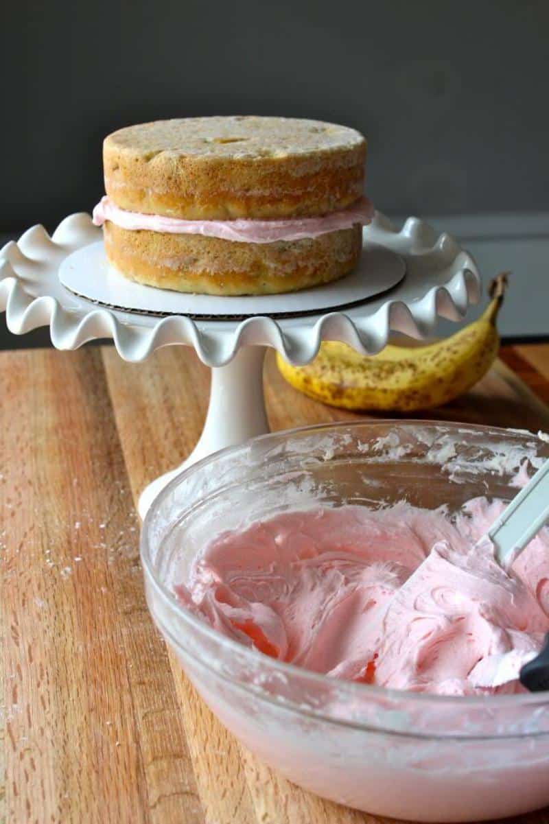 First Birthday Smash Cake {banana cake with marshmallow creme frosting}