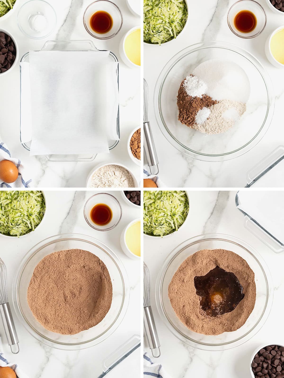 Steps to make Dark Chocolate Zucchini Brownies.