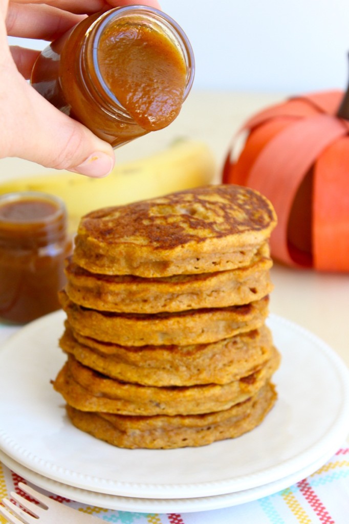 Pumpkin Banana Pancakes with Pumpkin Spice Syrup