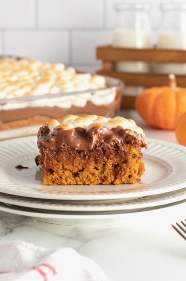 Pumpkin S'mores Snack Cake by The BakerMama