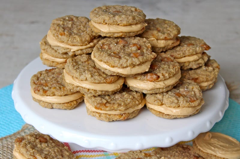 Salted Caramel Oatmeal Cream Pies - The BakerMama