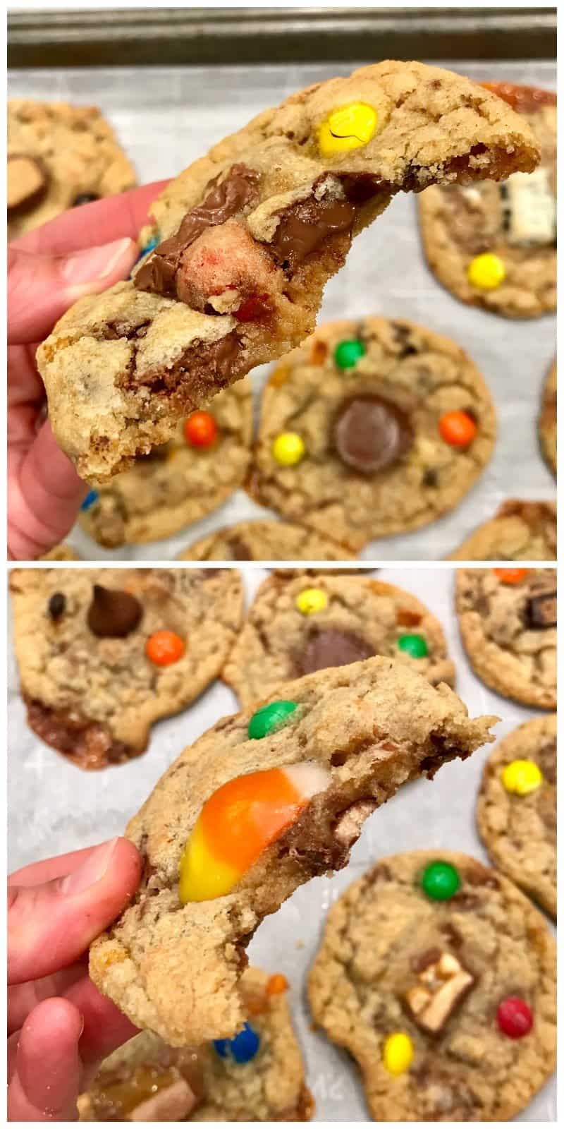 Leftover Halloween Candy Cookie Dough - The BakerMama