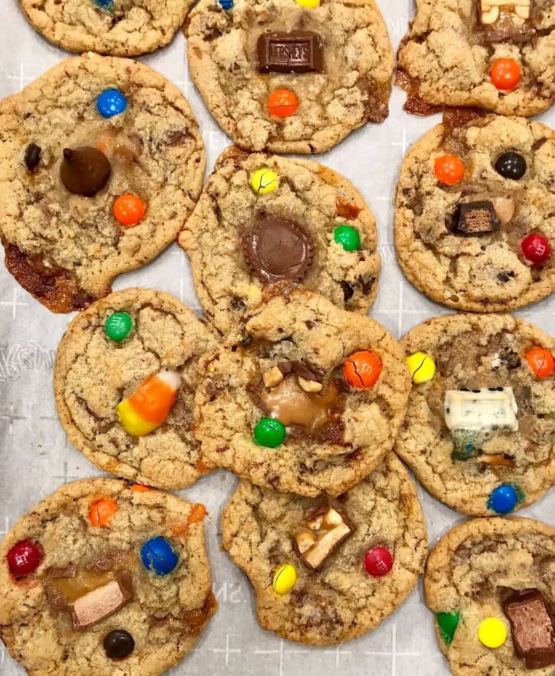 Leftover Halloween Candy Cookie Dough - The BakerMama