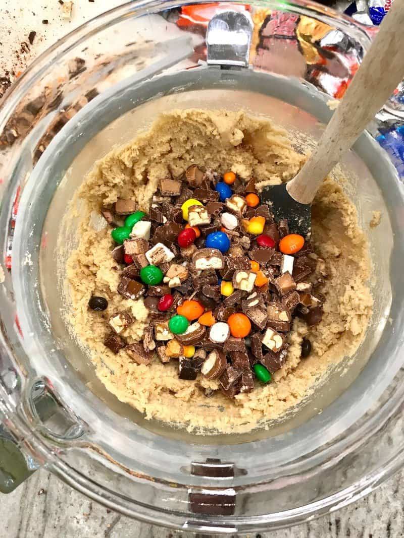 Leftover Halloween Candy Cookie Dough - The BakerMama