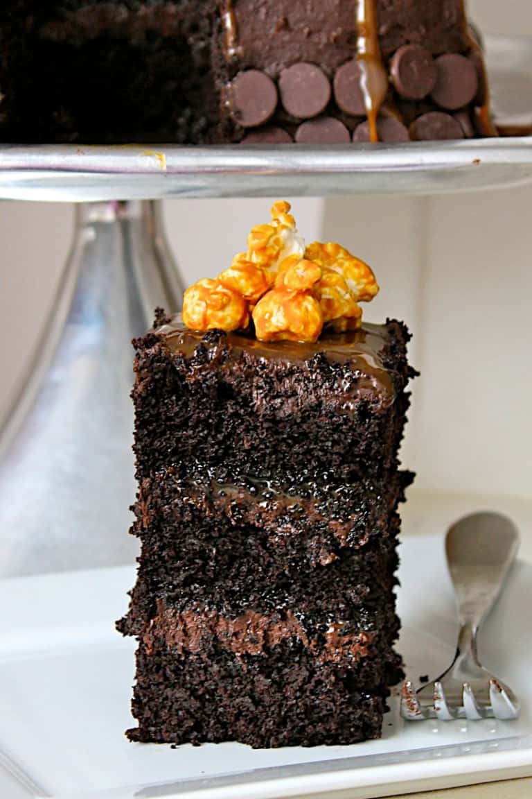 Fudge Caramel Stout Cake The BakerMama