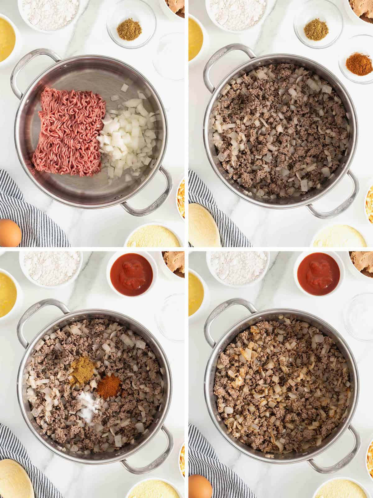 Steps to make chili cornbread casserole.