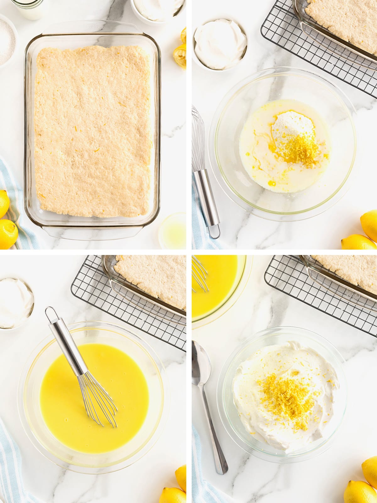Steps to make Lemon Pudding Bars.
