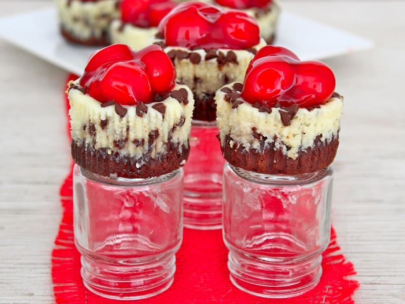 Mini Cherry Chocolate Chip Cheesecakes
