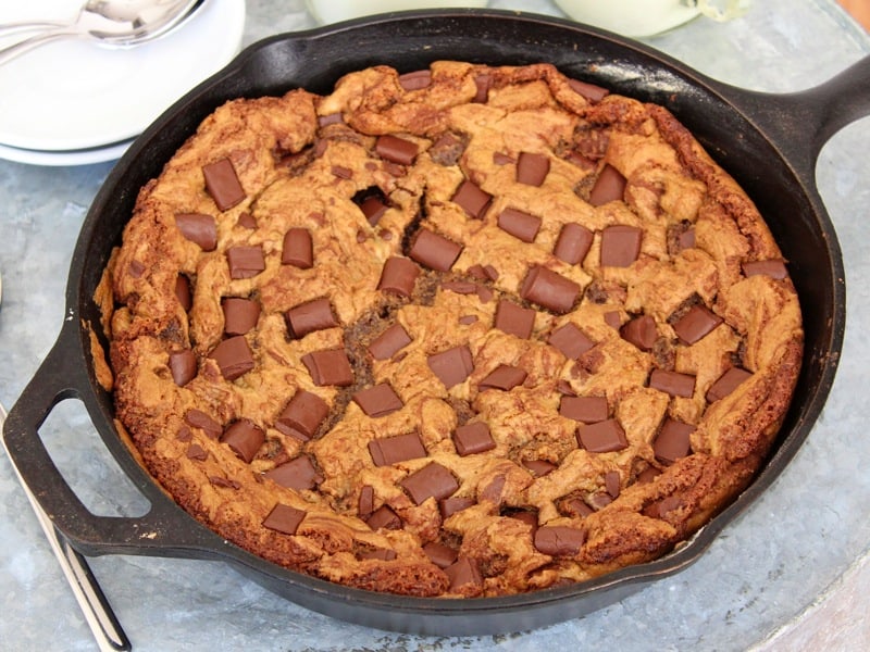 Chocolate Chunk Skillet Cookie - The BakerMama