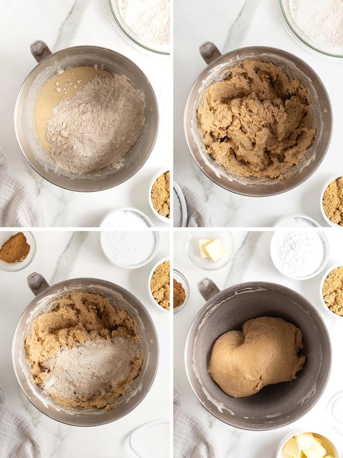 Steps to make cinnamon roll bread.