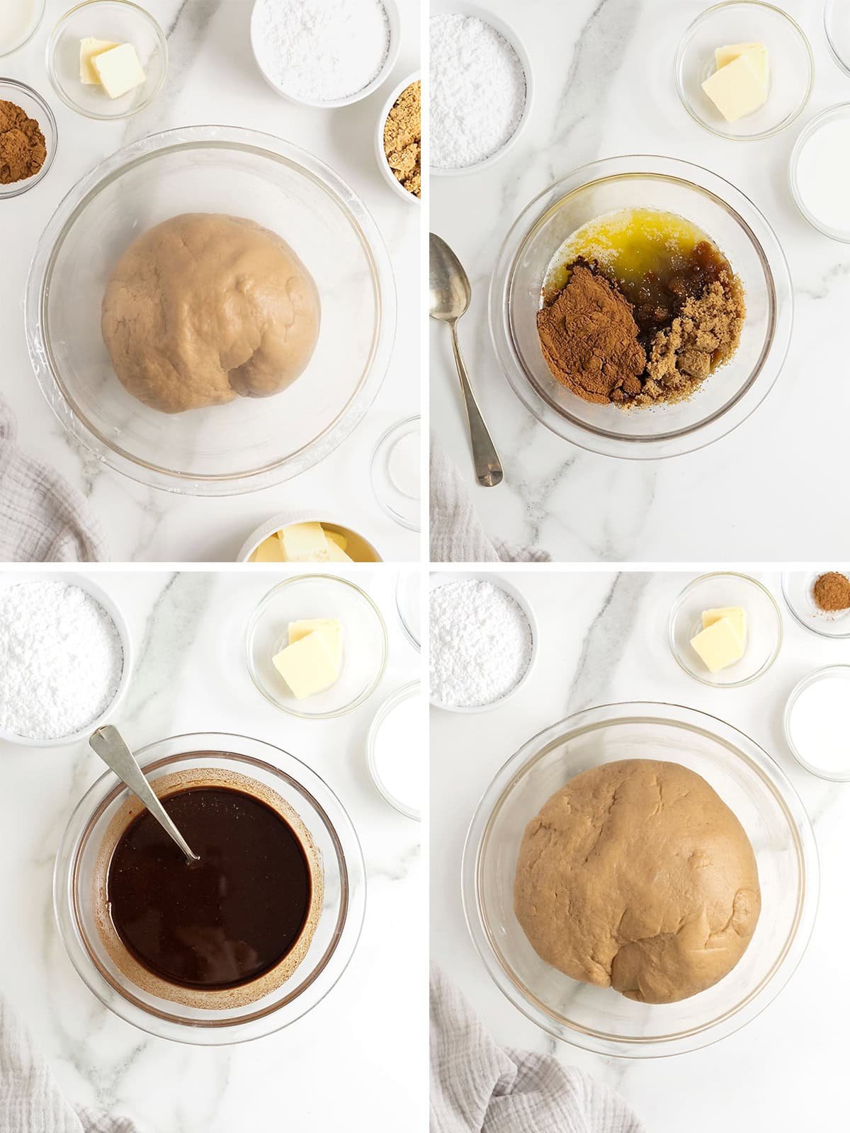 Steps to make cinnamon roll bread.