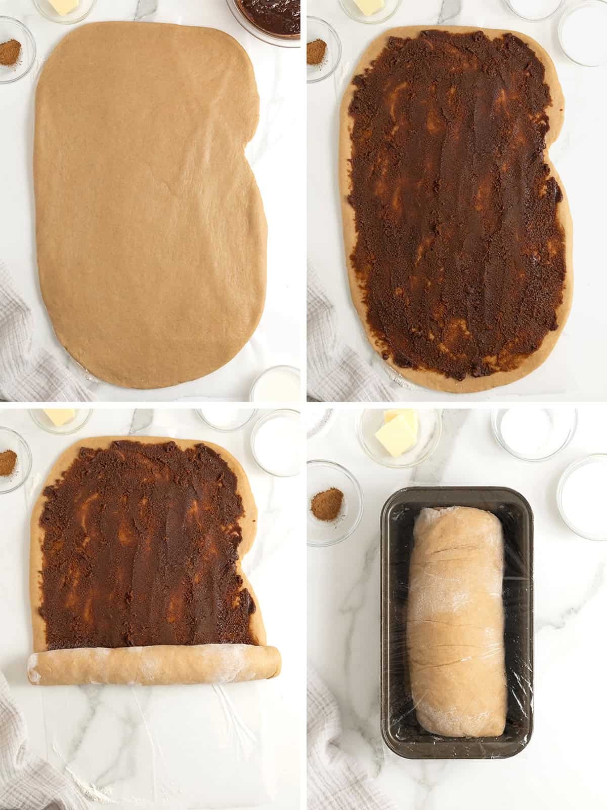 Steps to make cinnamon roll bread.