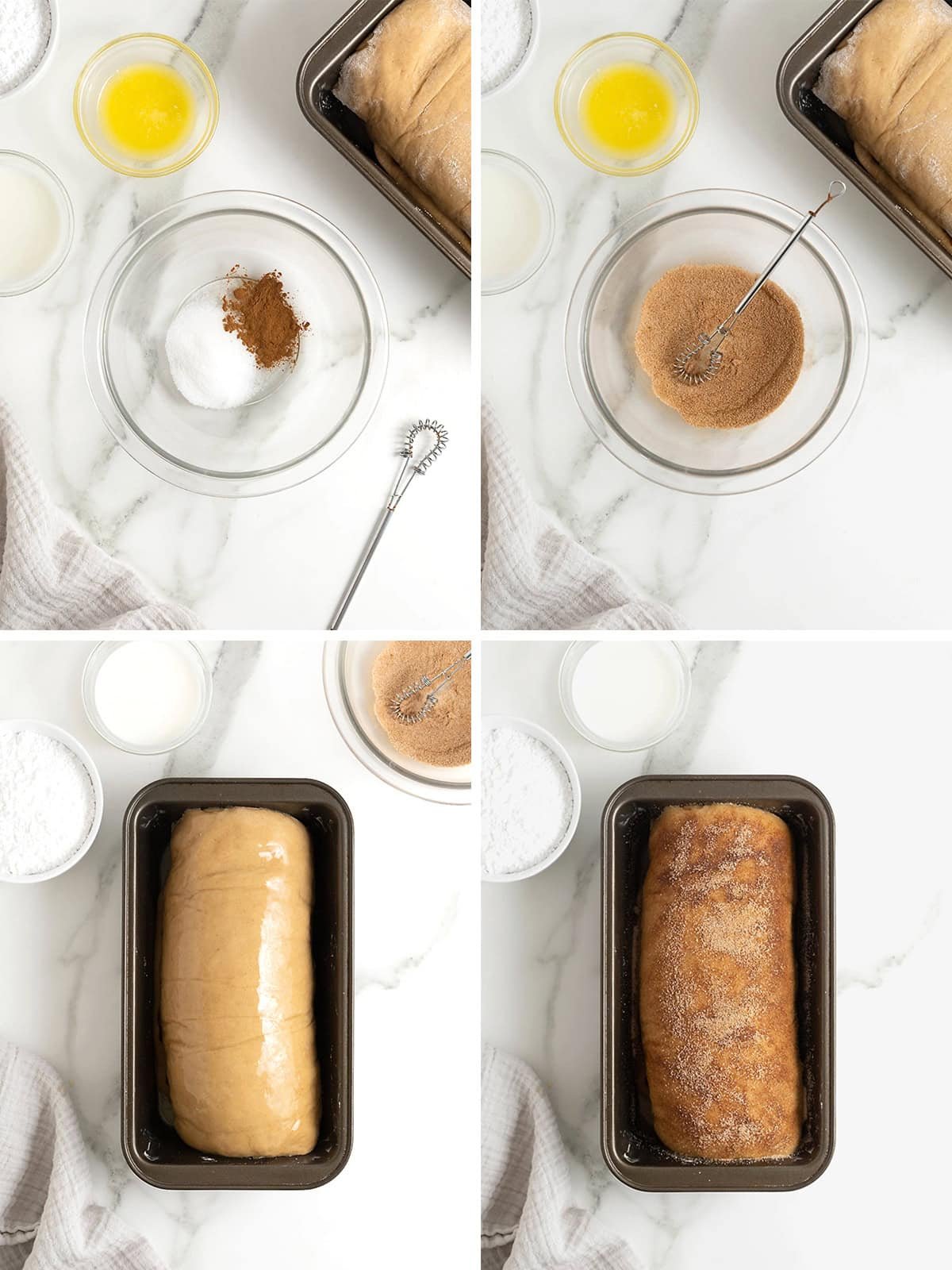 Steps to make Cinnamon Roll Bread.