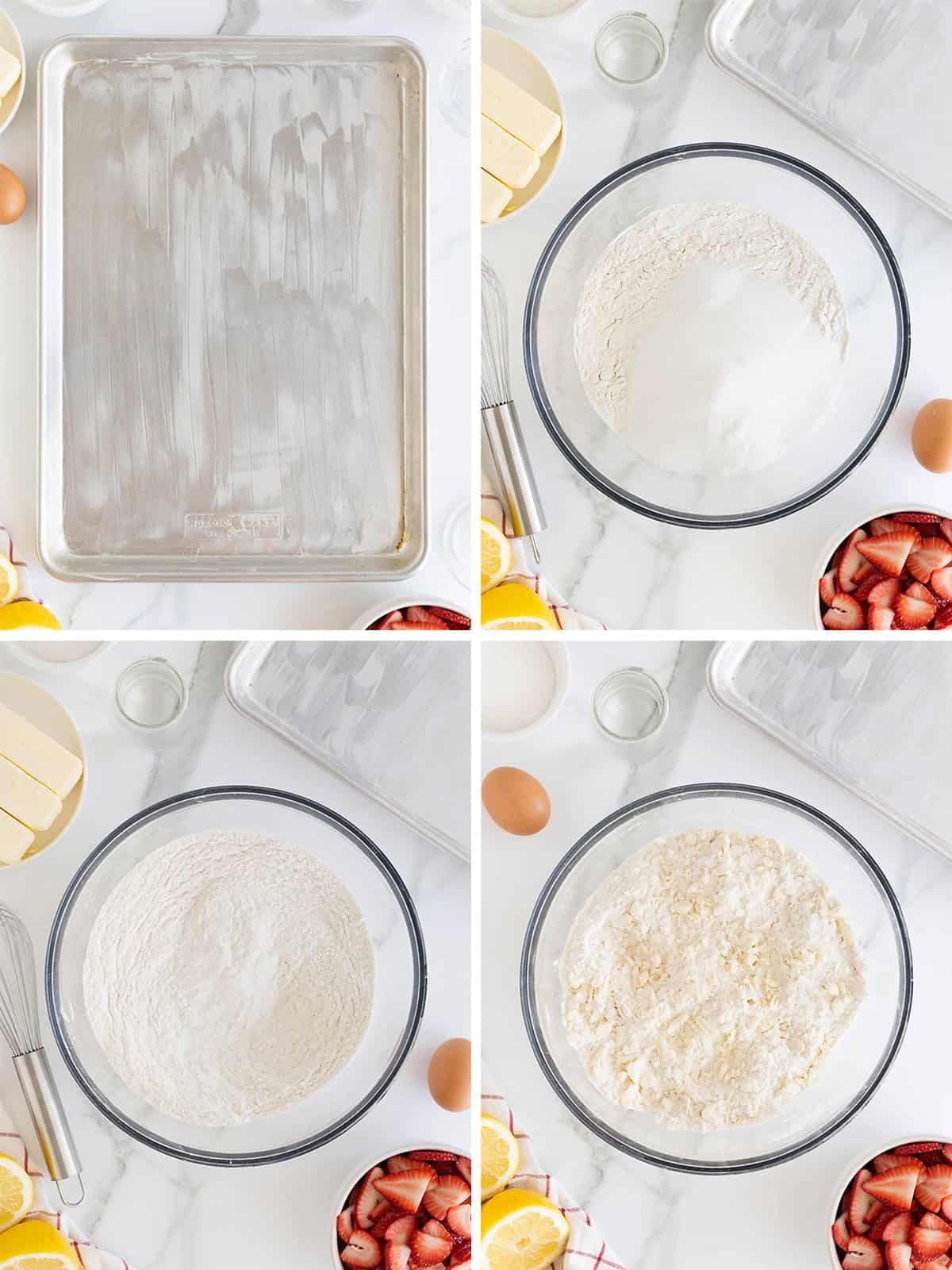 Steps to make strawberry slab pie.