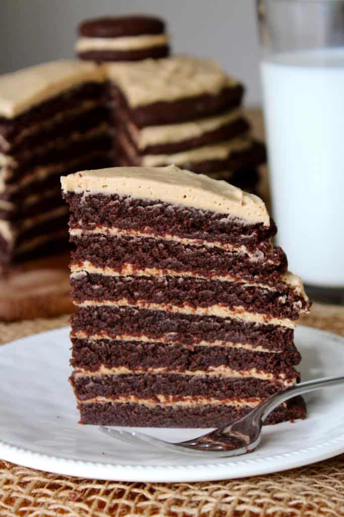 CHOCOLATE PEANUT BUTTER LAYERED COOKIE CAKE