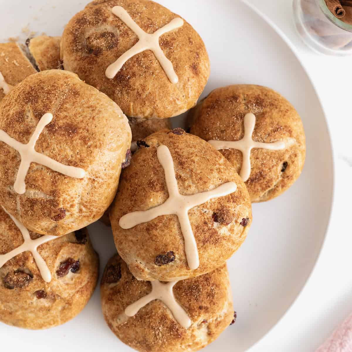 Cranberry Hot Cross Buns - The BakerMama