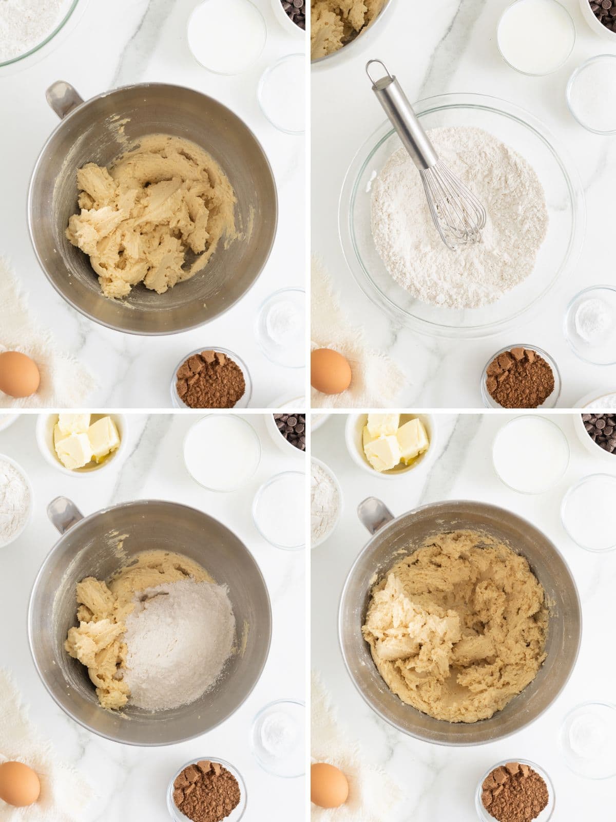 Steps to make cookie cup cupcakes.