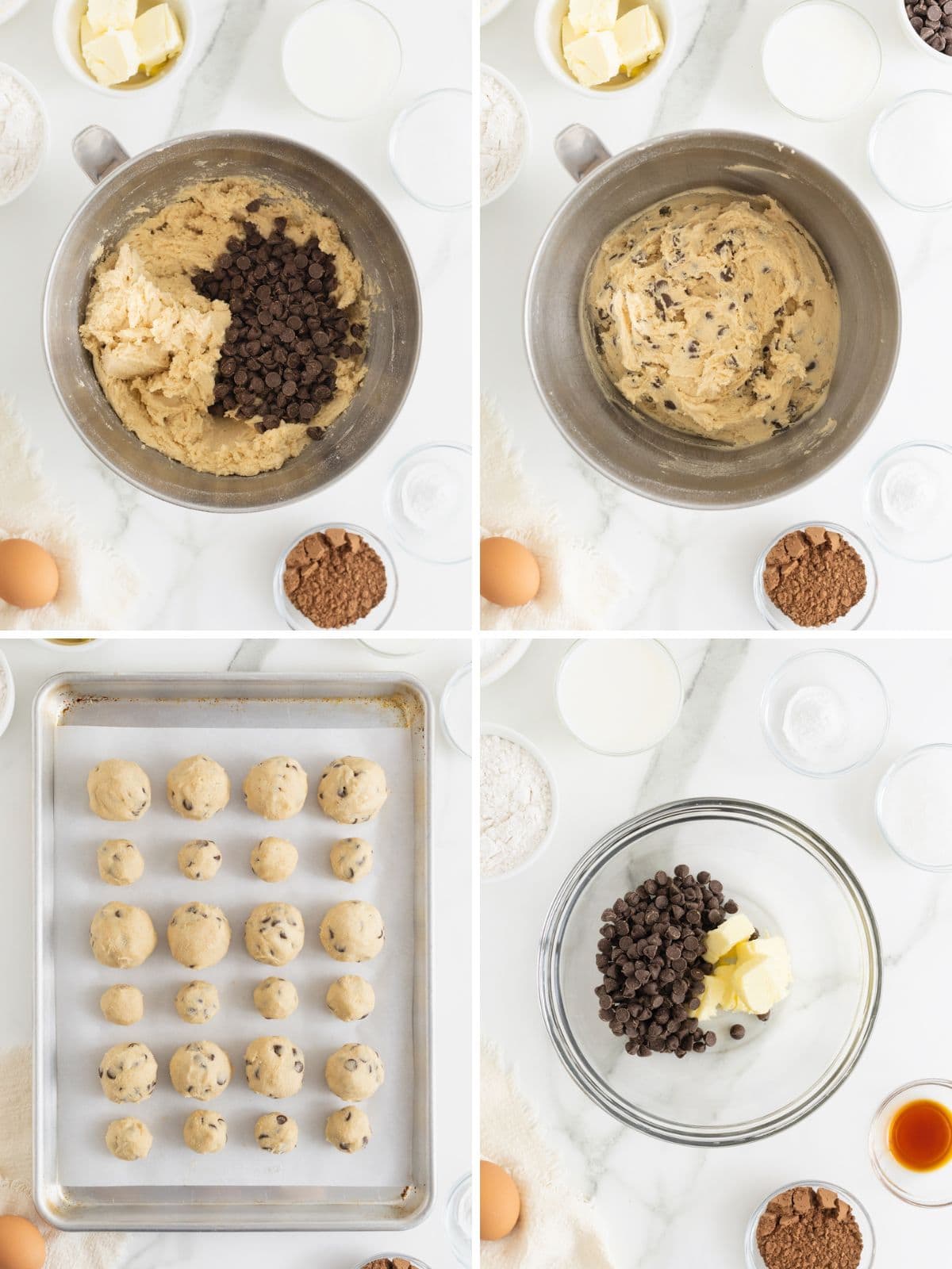 Steps to make cookie cup cupcakes.