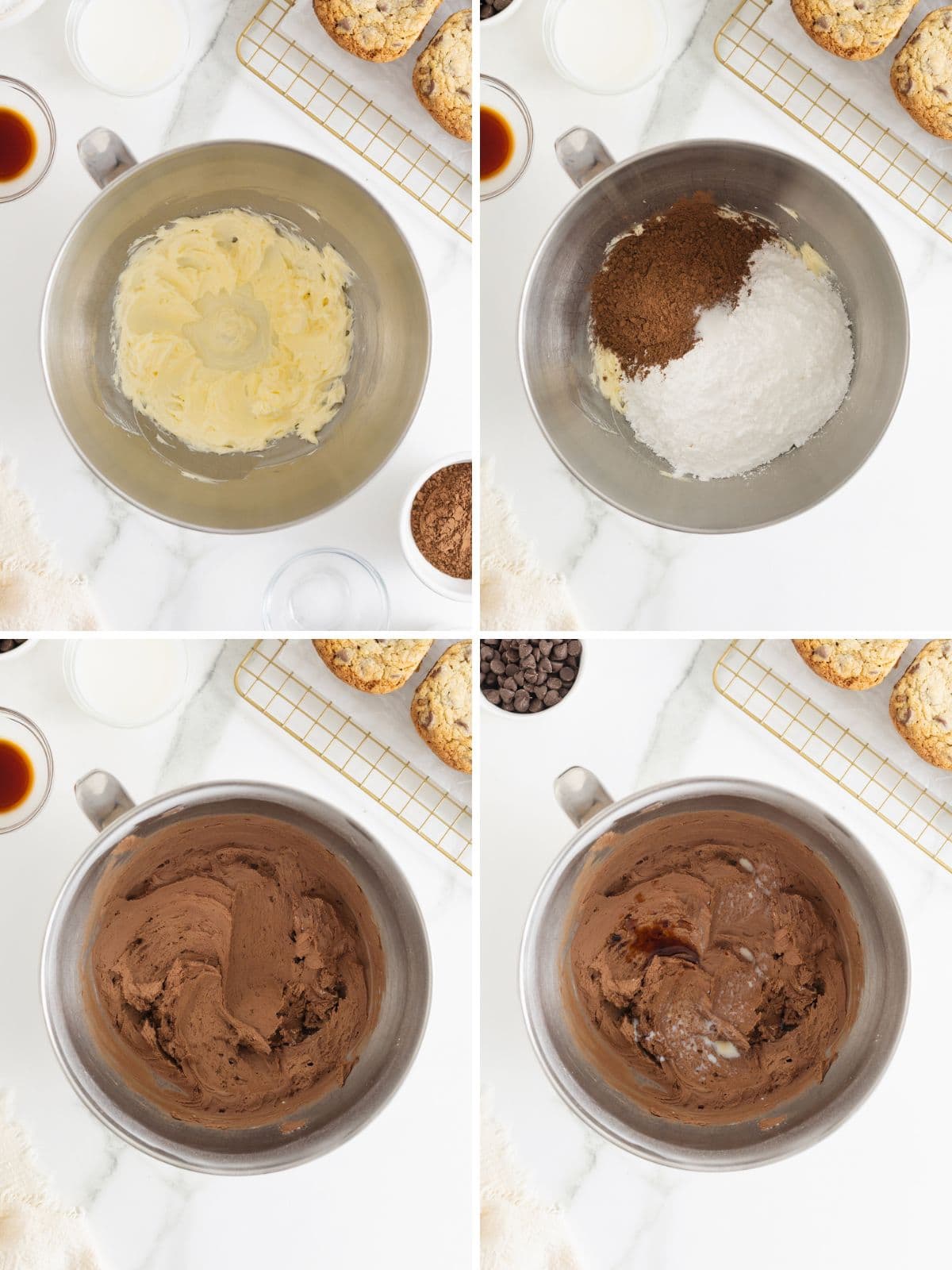 Steps to make cookie cup cupcakes.