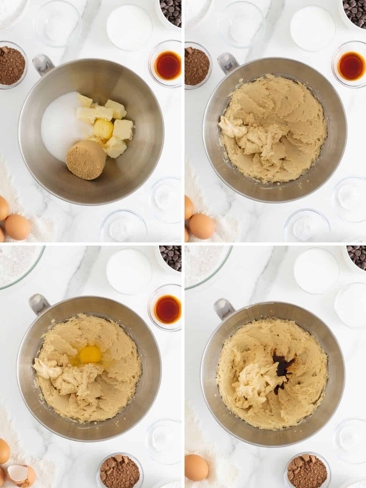 Steps to make cookie cup cupcakes.