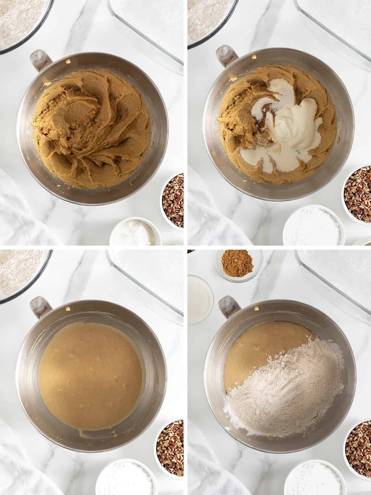 Steps to make cream cheese coffee cake.