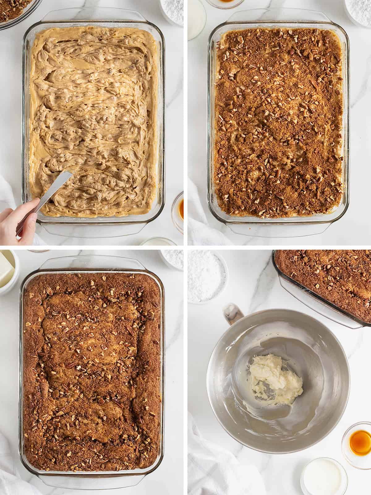 Steps to make cream cheese coffee cake.