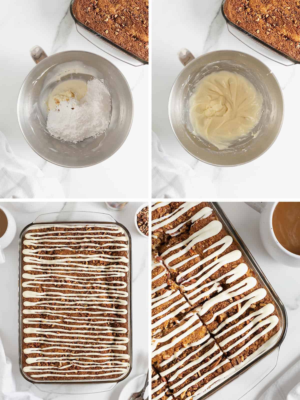 Steps to make cream cheese coffee cake.