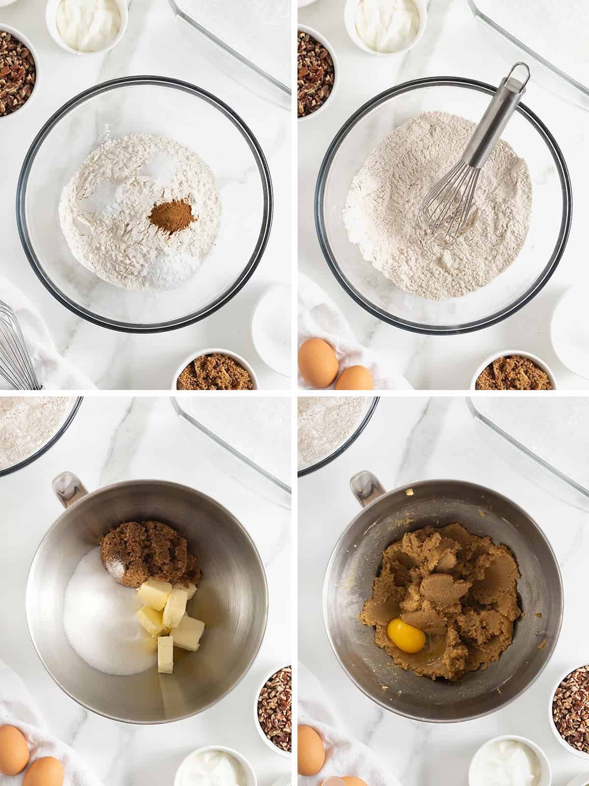 Steps to make cream cheese coffee cake.