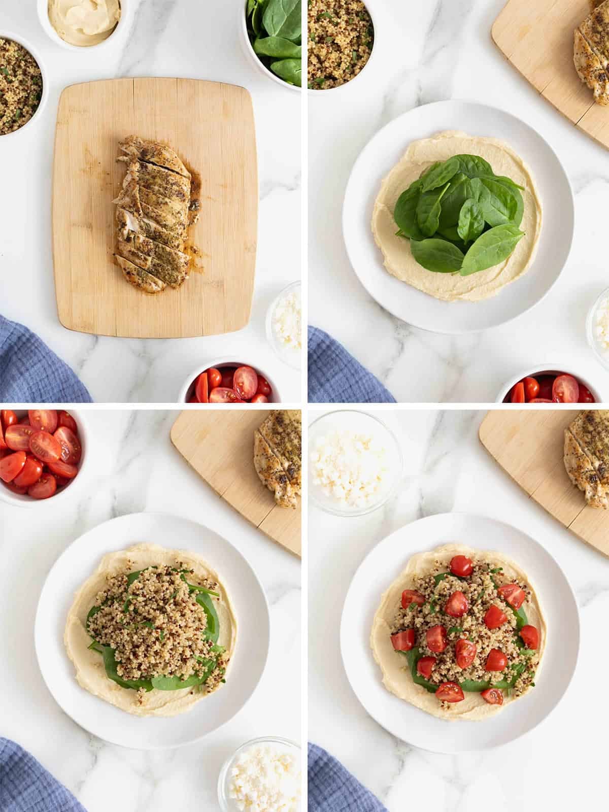 Steps to make Hummus Quinoa Salad with Chicken.