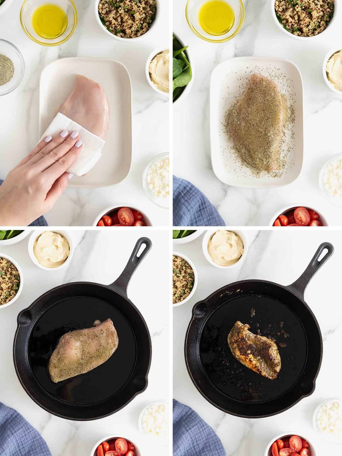 Steps to make Hummus Quinoa Salad with Chicken.