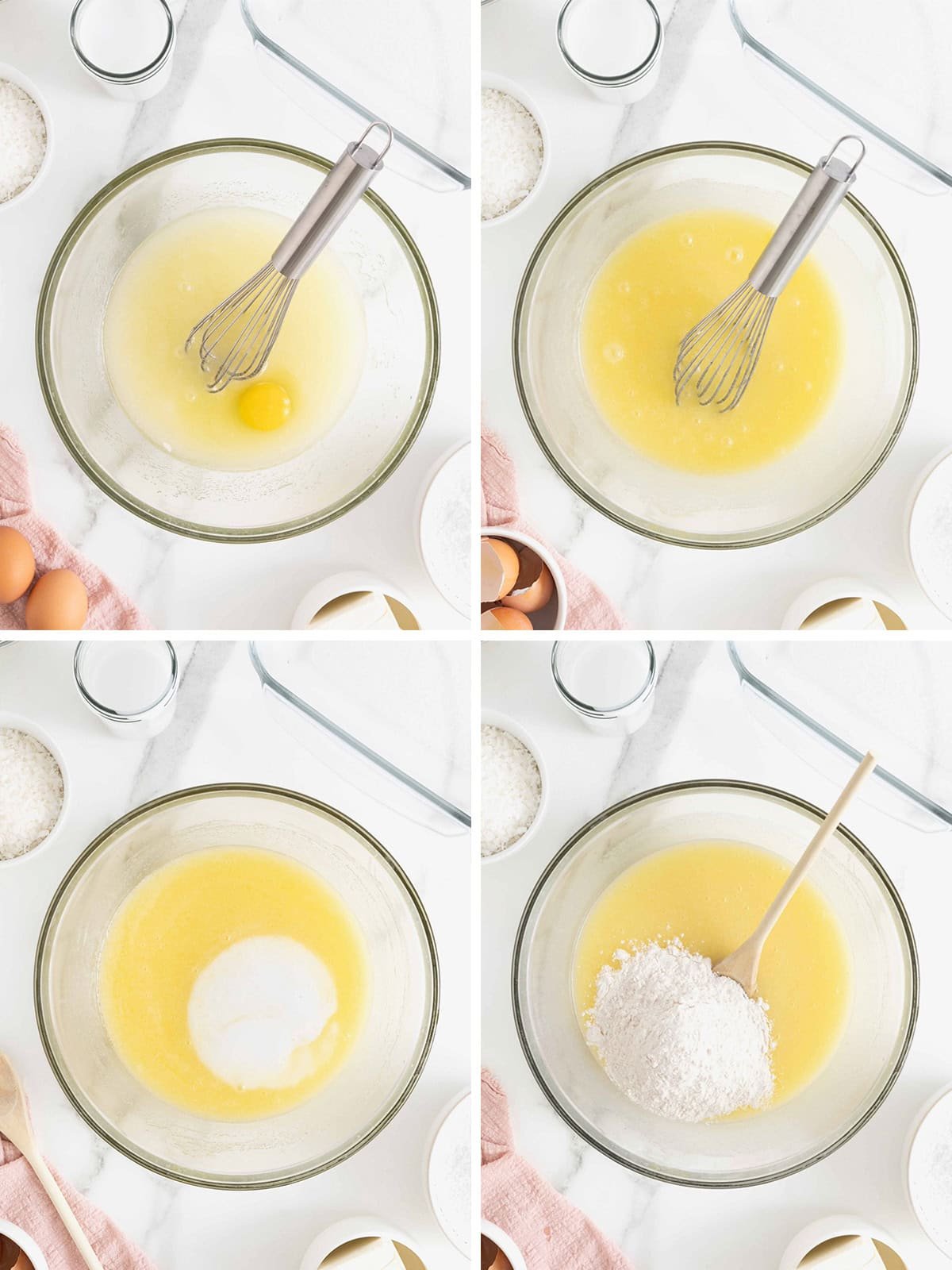 Steps to make coconut cream sheet cake.