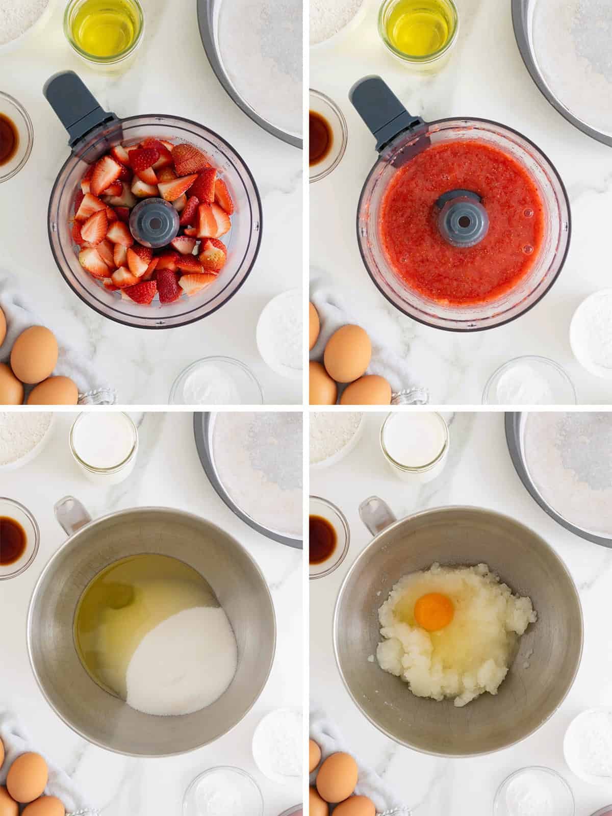 Steps to make Strawberry and Cream Swirl Cake.