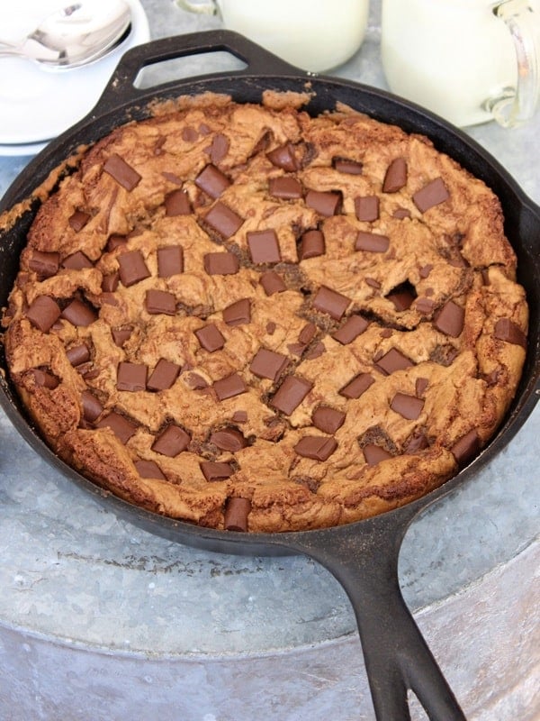 Chocolate Chunk Skillet Cookie - The BakerMama