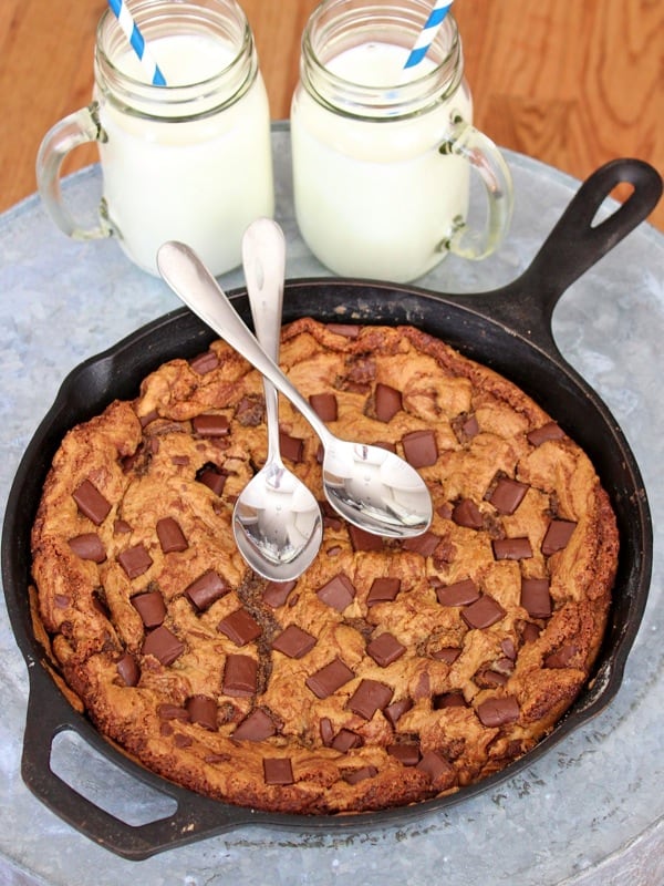 Chocolate Chunk Skillet Cookie - The BakerMama