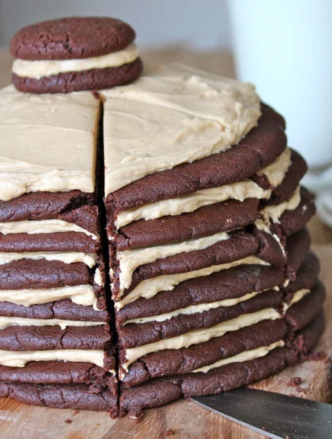 Chocolate Peanut Butter Layered Cookie Cake