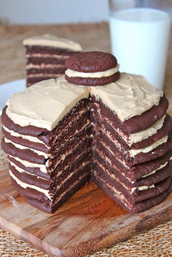 Chocolate Peanut Butter Layered Cookie Cake The BakerMama