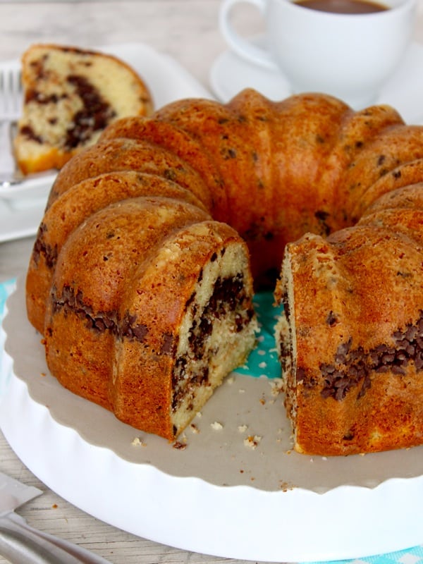 Chocolate-Filled Chocolate Chip Pound Cake