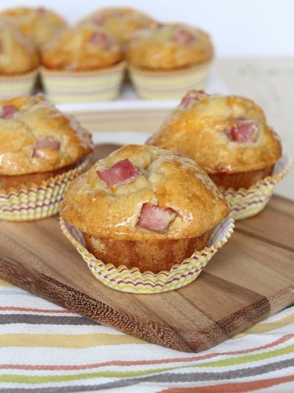 Honey-Glazed Ham & Cheddar Muffins - The BakerMama