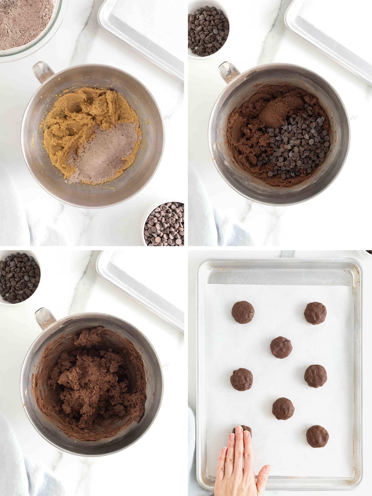 Steps to make Chocolate Chocolate Chip Cookies.