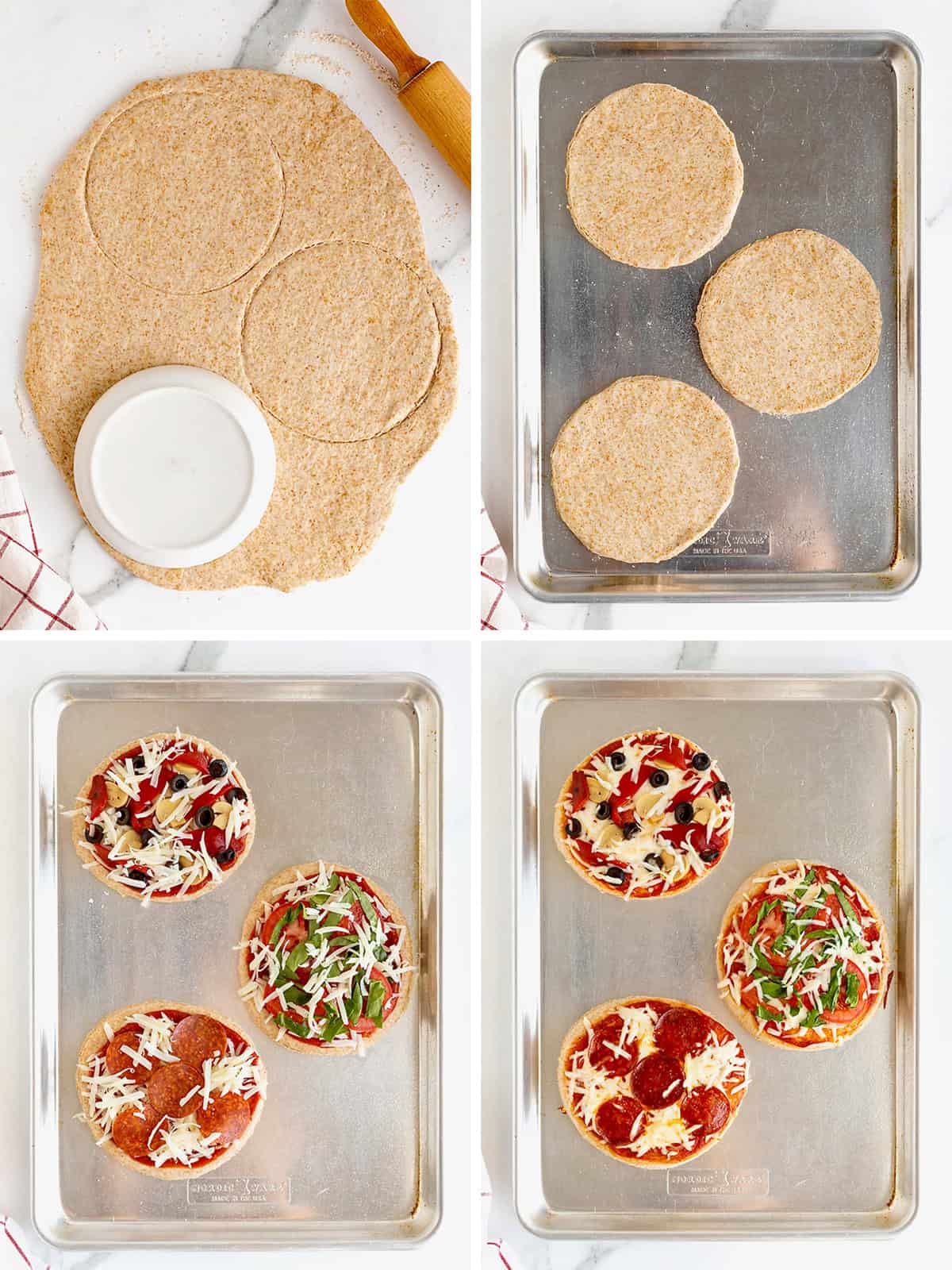 Steps to make Whole Wheat Greek Yogurt pizzas.