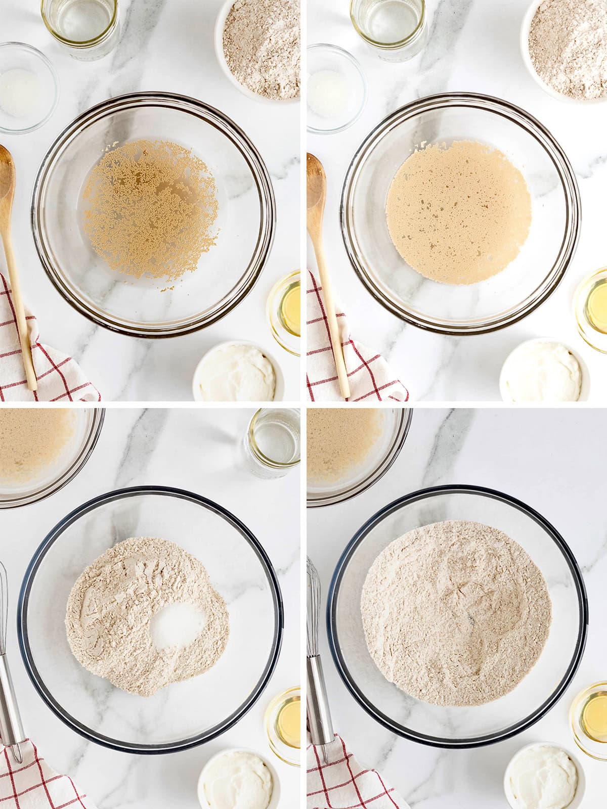 Steps to make whole wheat pizza crust with greek yogurt.