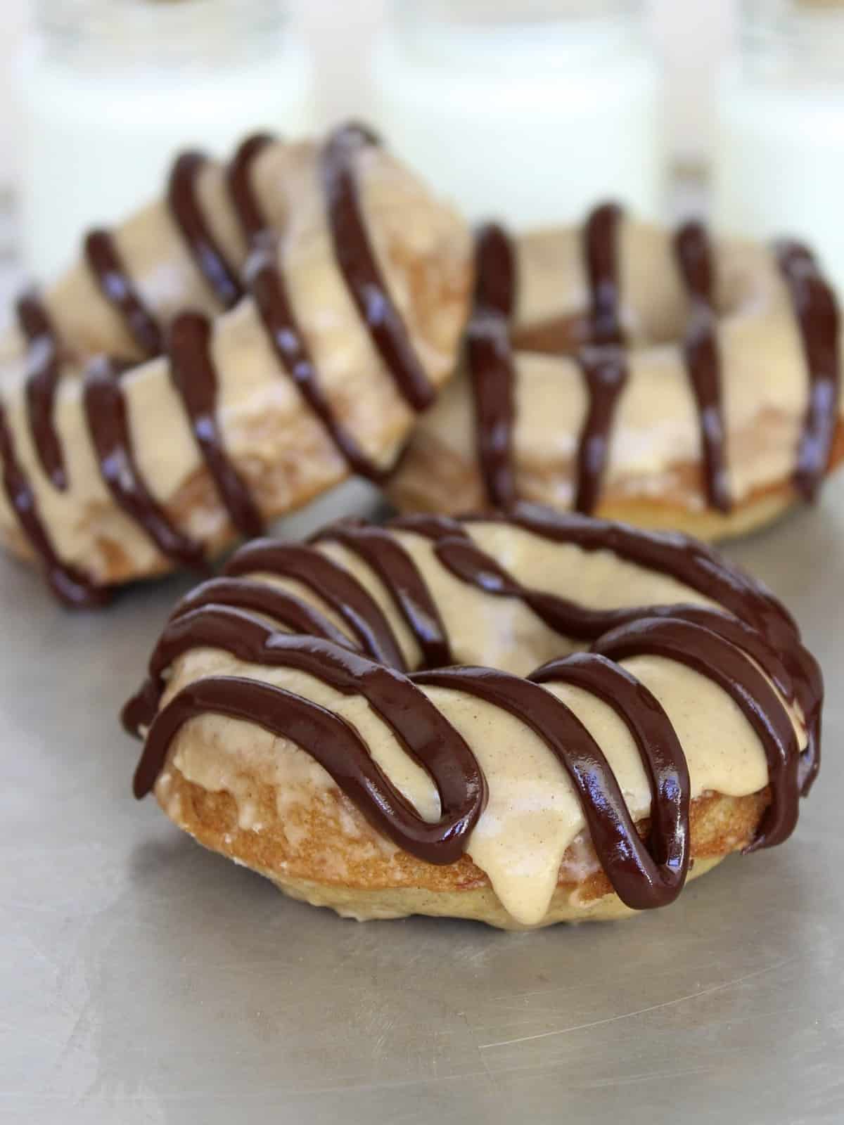 Baked Banana Donuts with a Maple Glaze