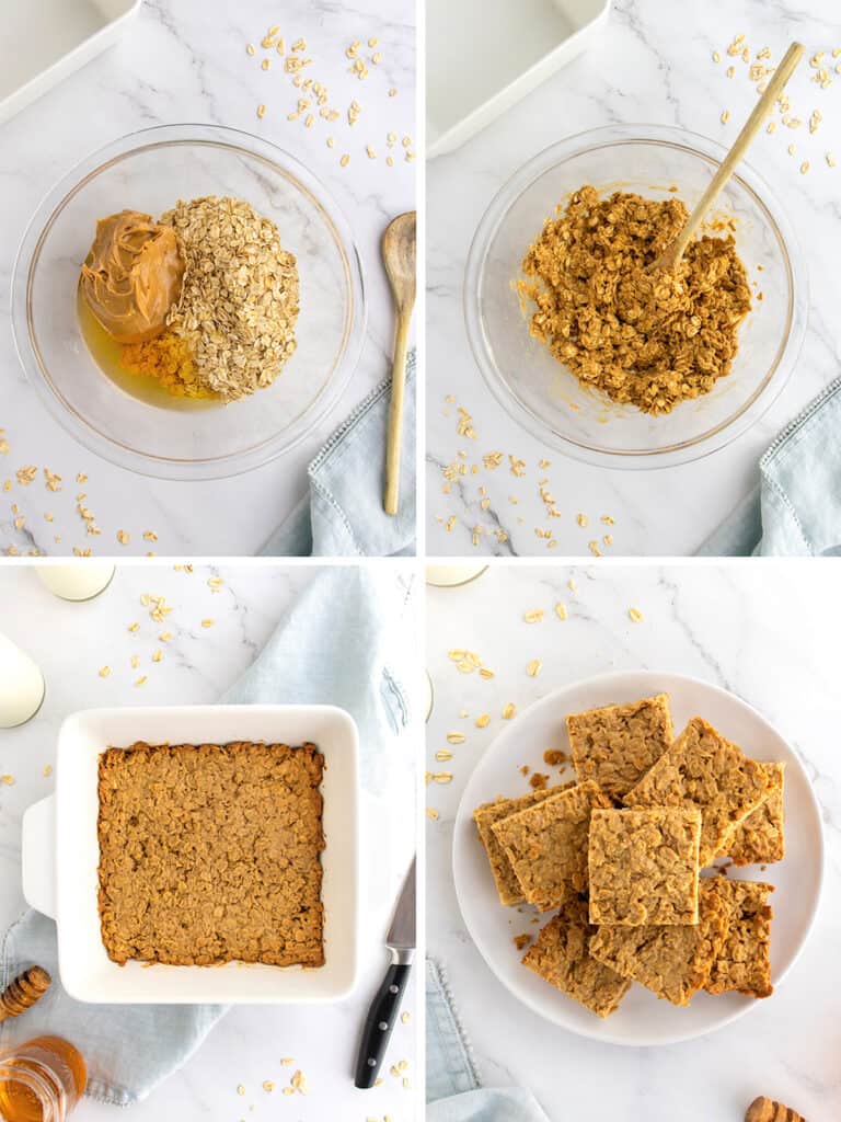 3Ingredient Peanut Butter Honey Oat Bars The BakerMama
