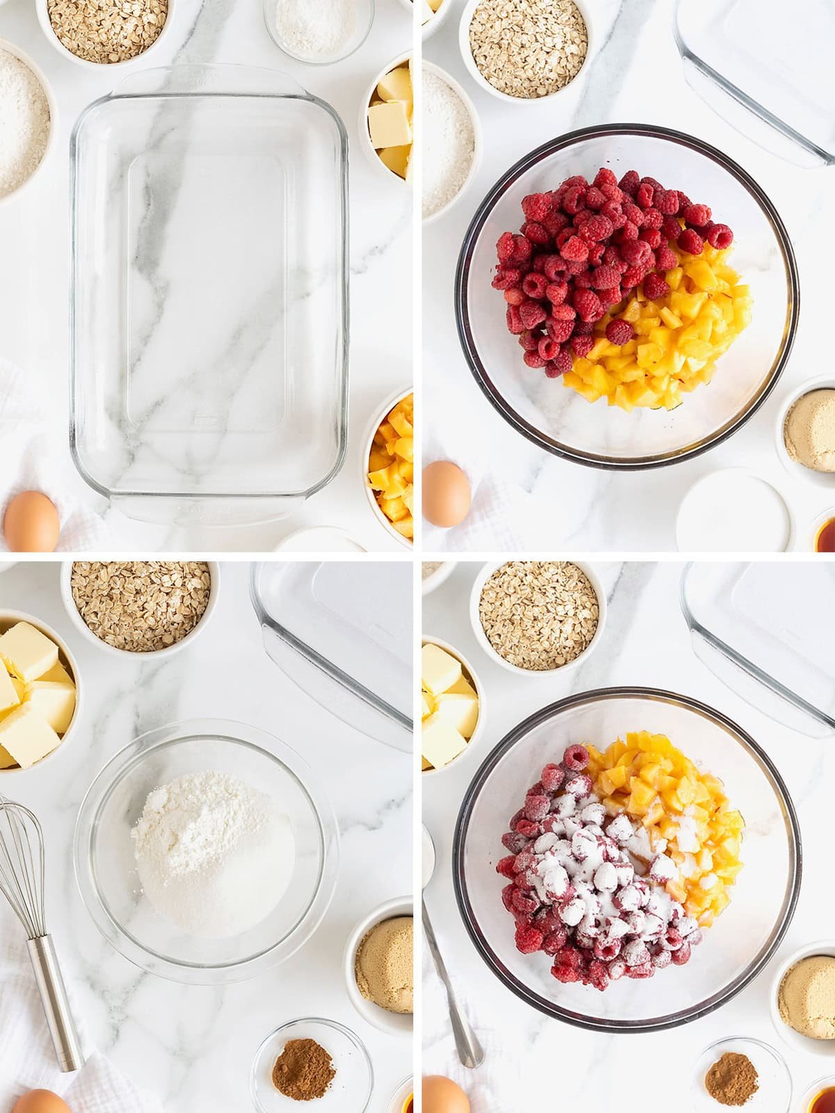 Steps to make Peach Raspberry Crumb Bars